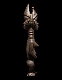 A Baule Wood Janus-Headed Figure