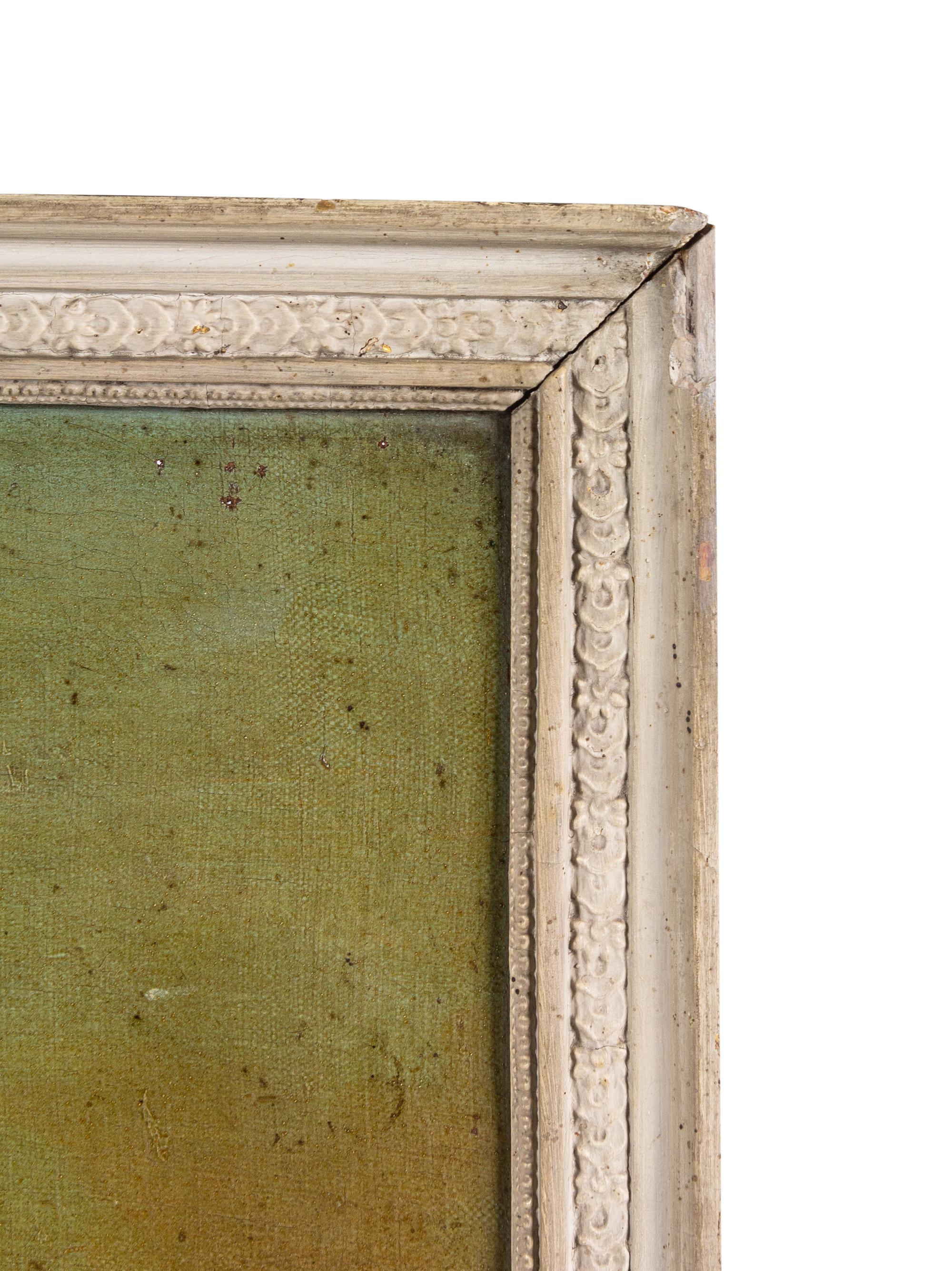 A Louis XVI Grey-Painted Trumeau Mirror