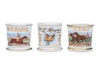 Three Jockey's Porcelain Occupational Shaving Mugs
