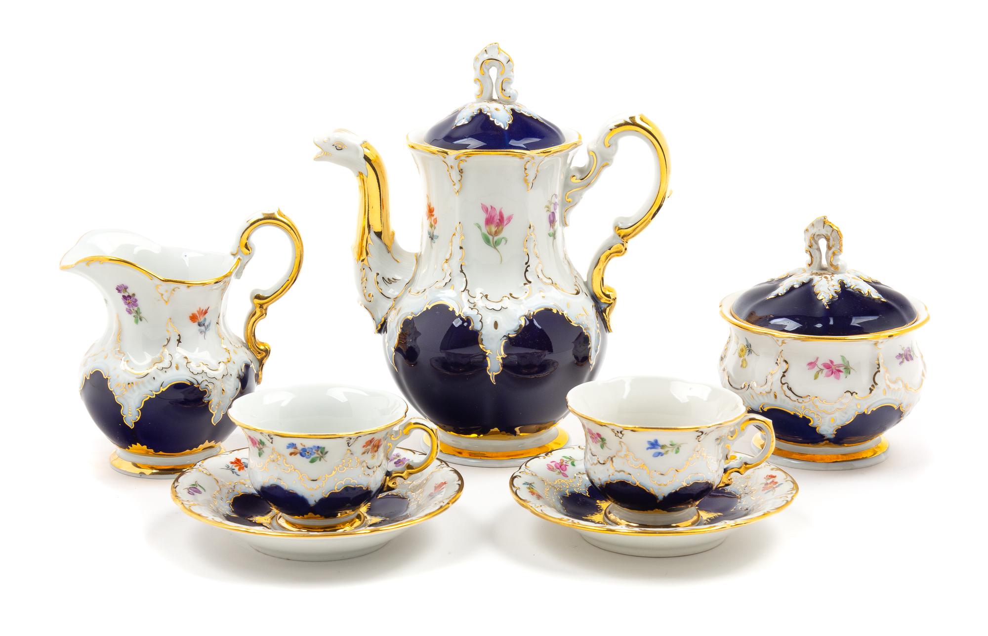 A Meissen Porcelain Tea Service Height of teapot 8 inches. — LATE 19TH/EARLY 20TH CENTURY