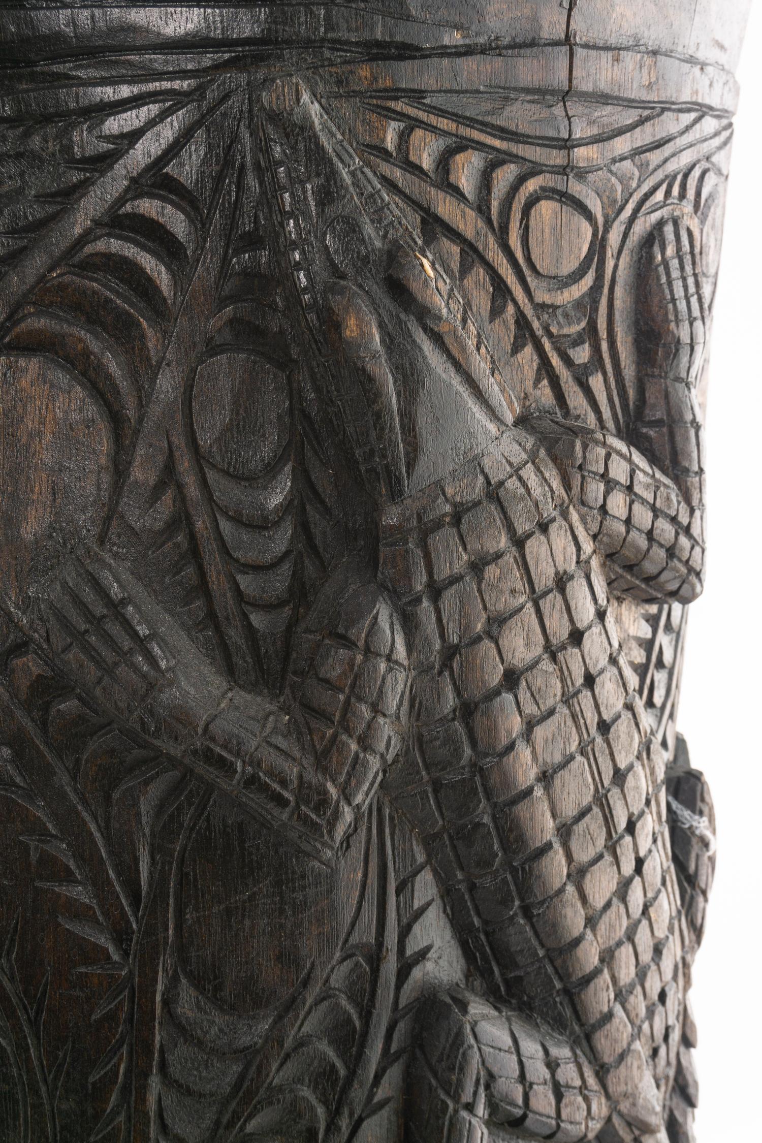 A Tribal Carved Vessel with Crocodiles