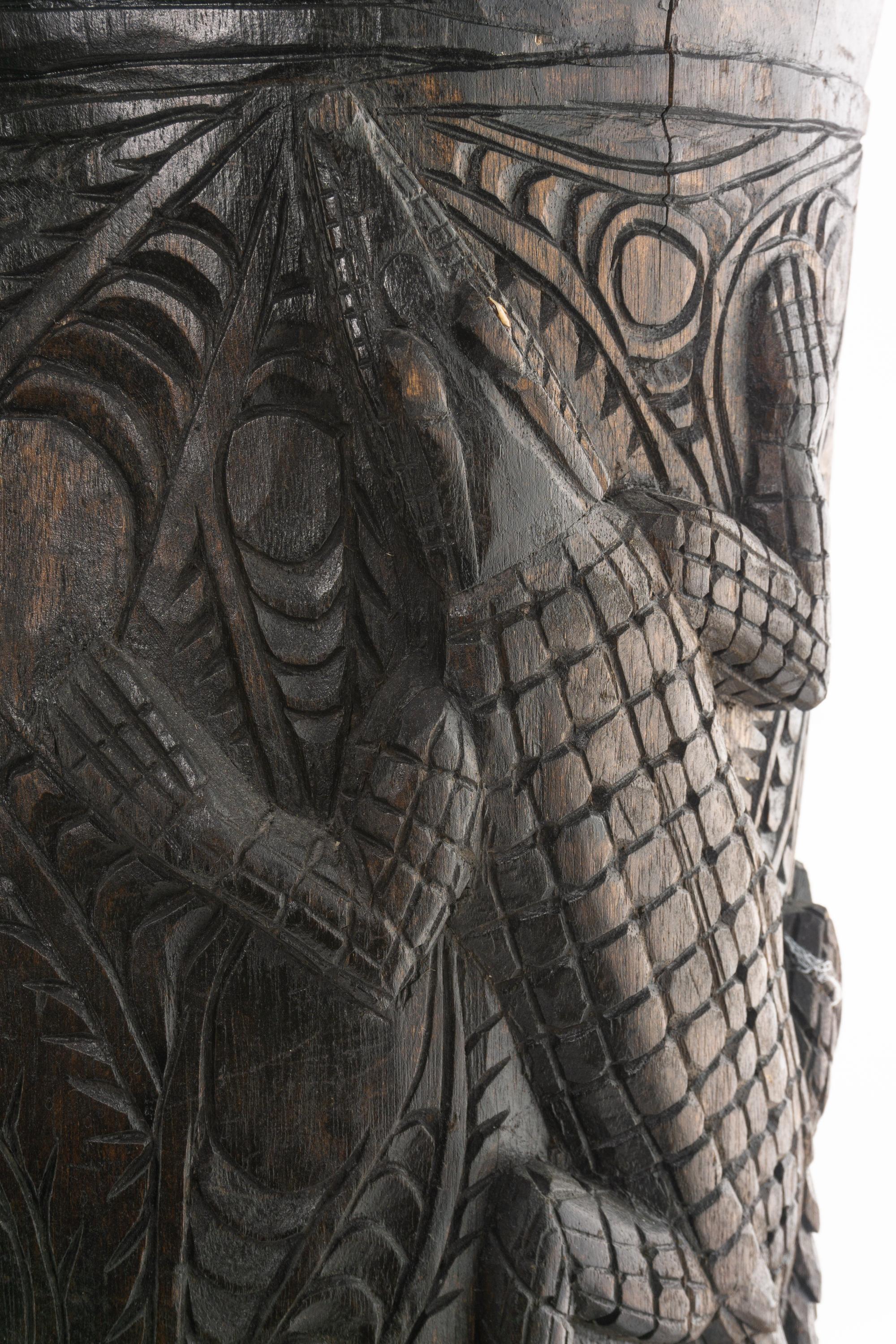 A Tribal Carved Vessel with Crocodiles