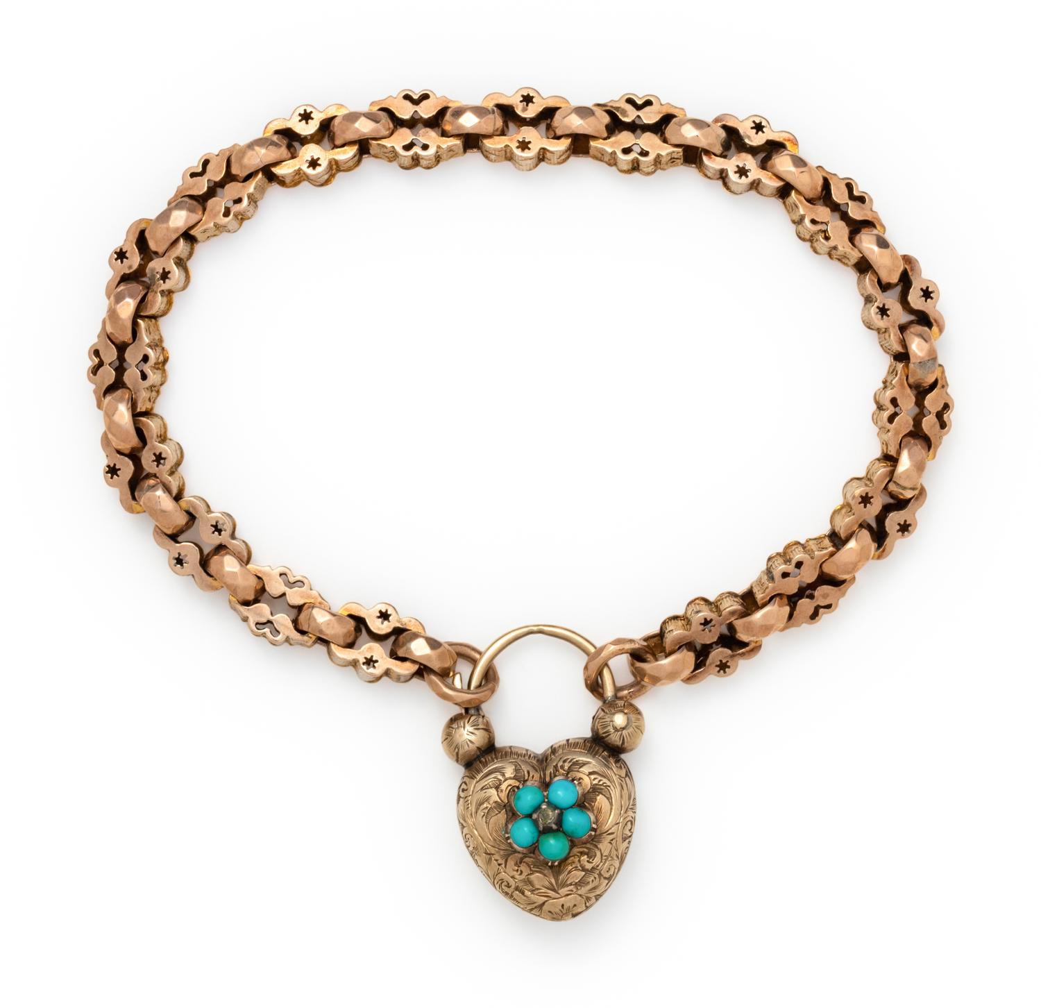 VICTORIAN, BICOLOR GOLD HEART BRACELET