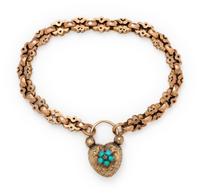 VICTORIAN, BICOLOR GOLD HEART BRACELET