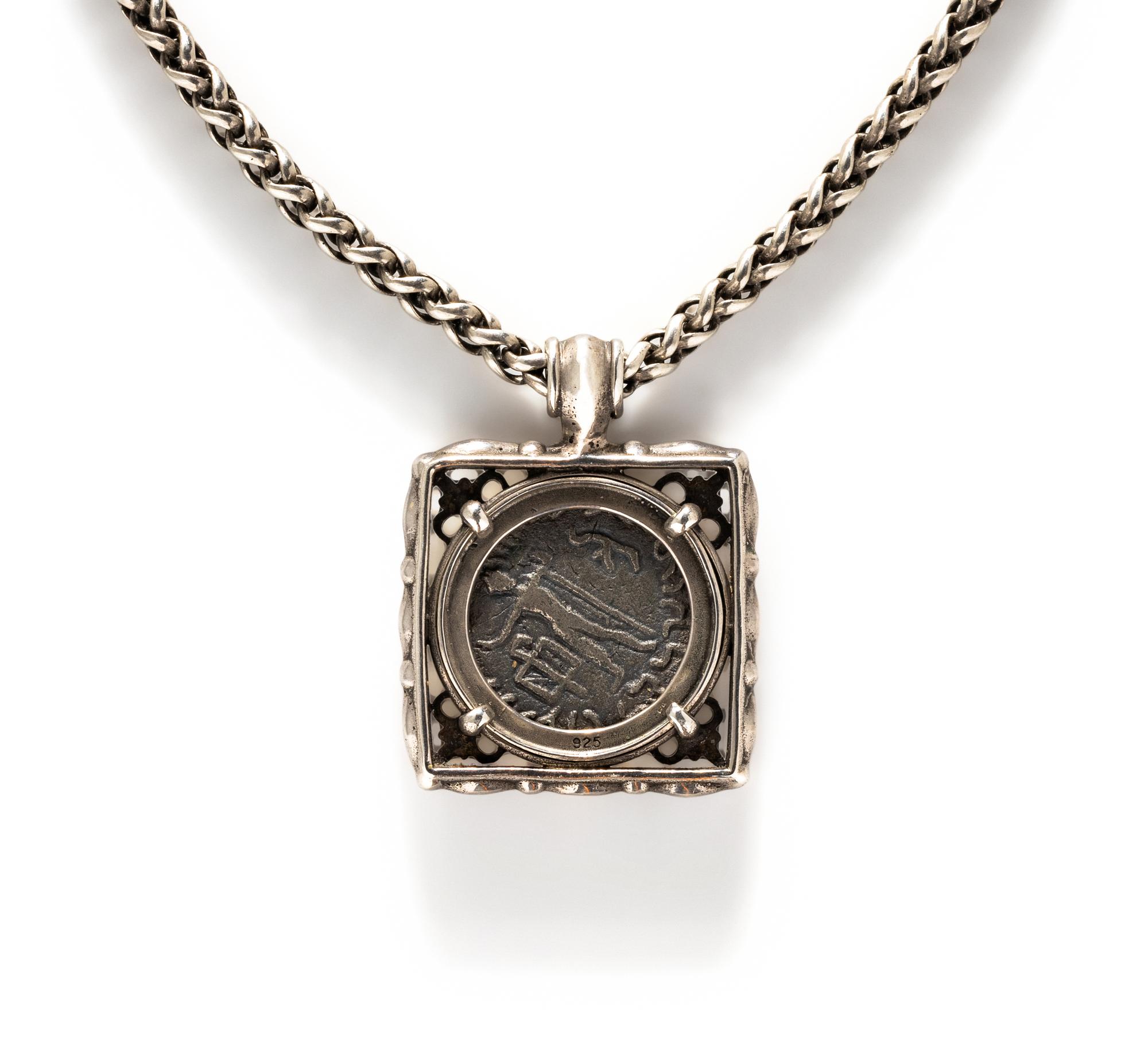 Three Greco-Roman Silver Coins — Set in silver and gold necklaces