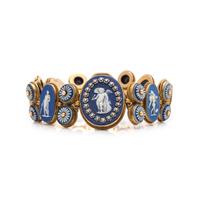 ANTIQUE, YELLOW GOLD AND WEDGWOOD CAMEO BRACELET