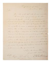 [NATIVE AMERICANS]. CALHOUN, John C. (1782-1850). Letter signed ("JC Calhoun"), as United States Secretary of War, to Jasper Parrish. [Washington, DC], 4 November 1822.