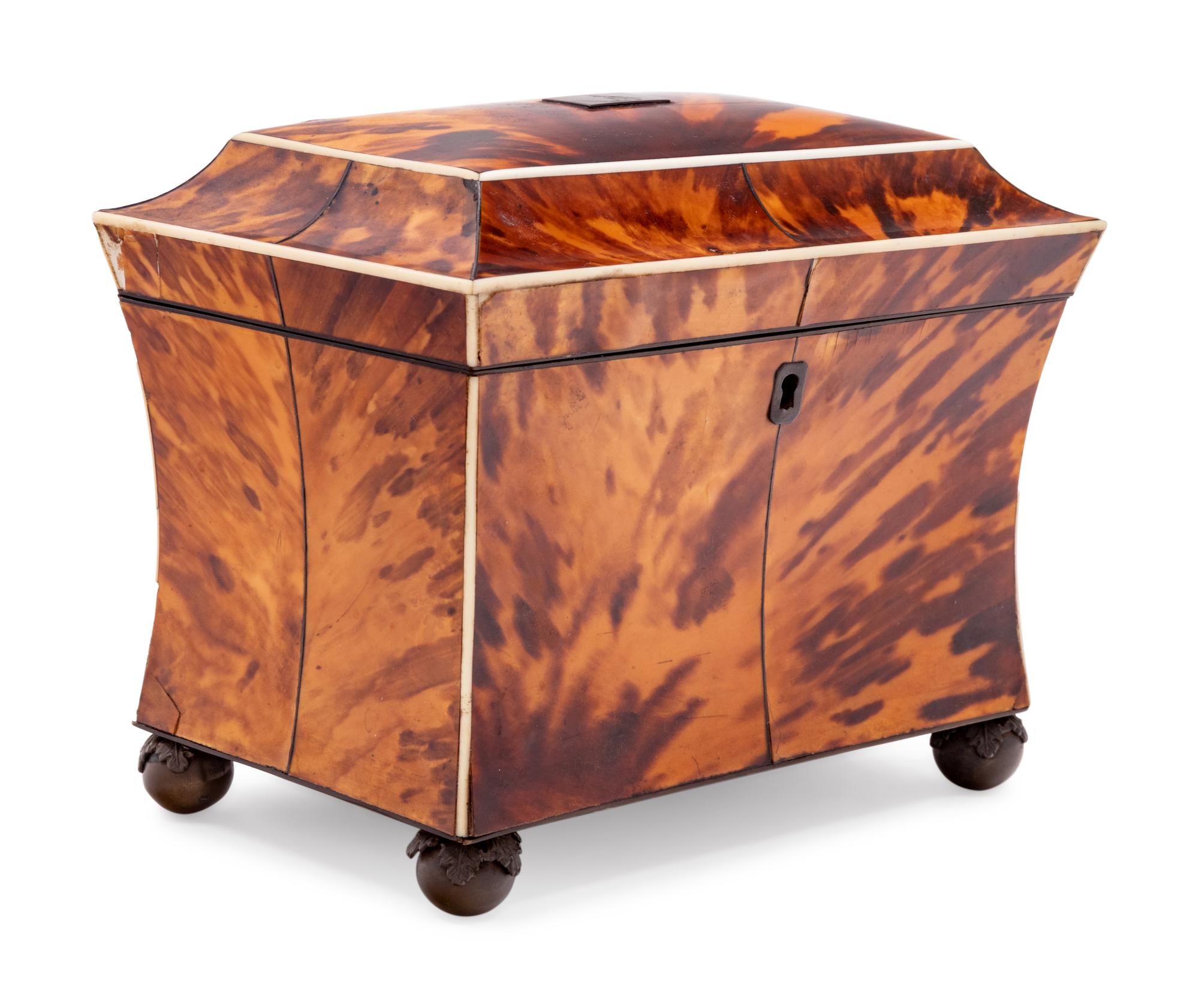 A Regency Tortoiseshell Tea Caddy