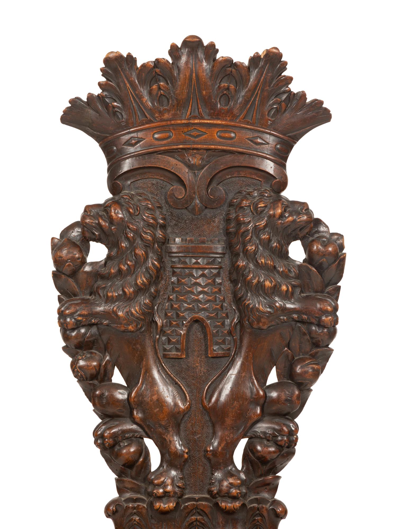 An Italian Renaissance Revival Sgabello Hall Chair