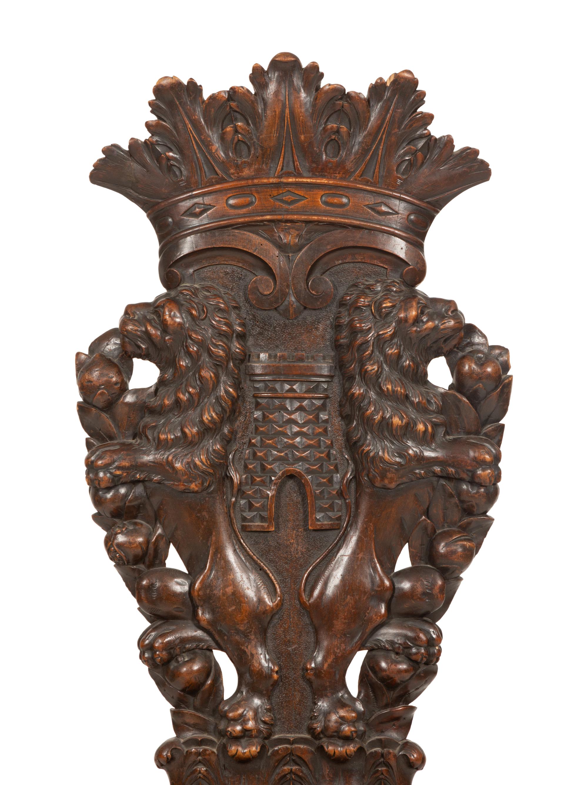 An Italian Renaissance Revival Sgabello Hall Chair