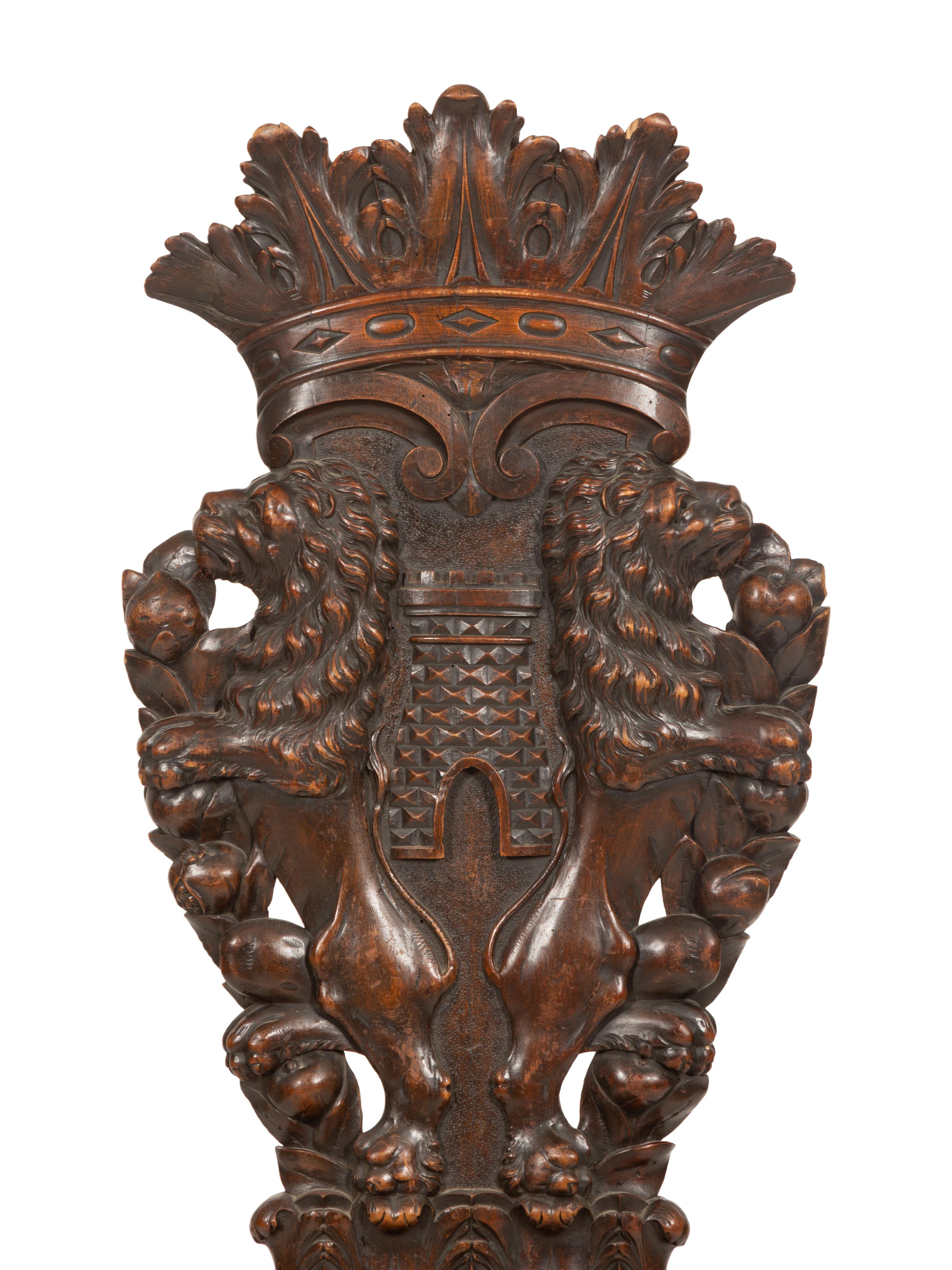 An Italian Renaissance Revival Sgabello Hall Chair