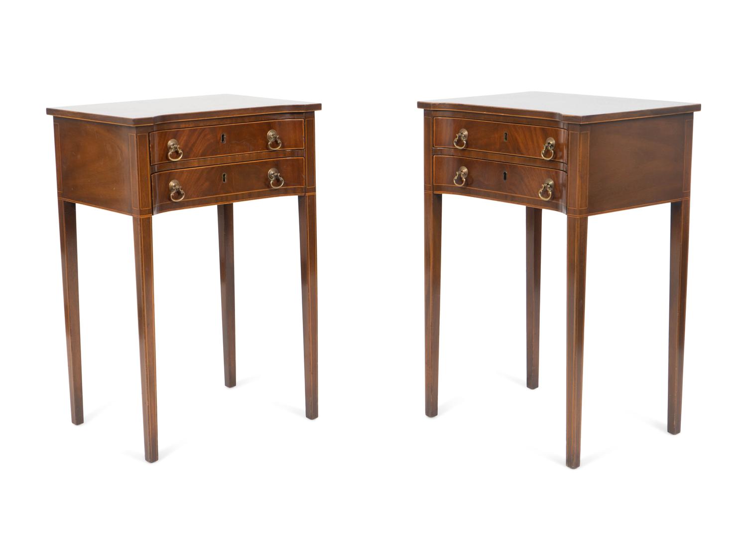 A Pair of George III Style Mahogany Side Tables with String Inlay — 19TH CENTURY