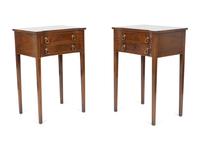 A Pair of George III Style Mahogany Side Tables with String Inlay — 19TH CENTURY