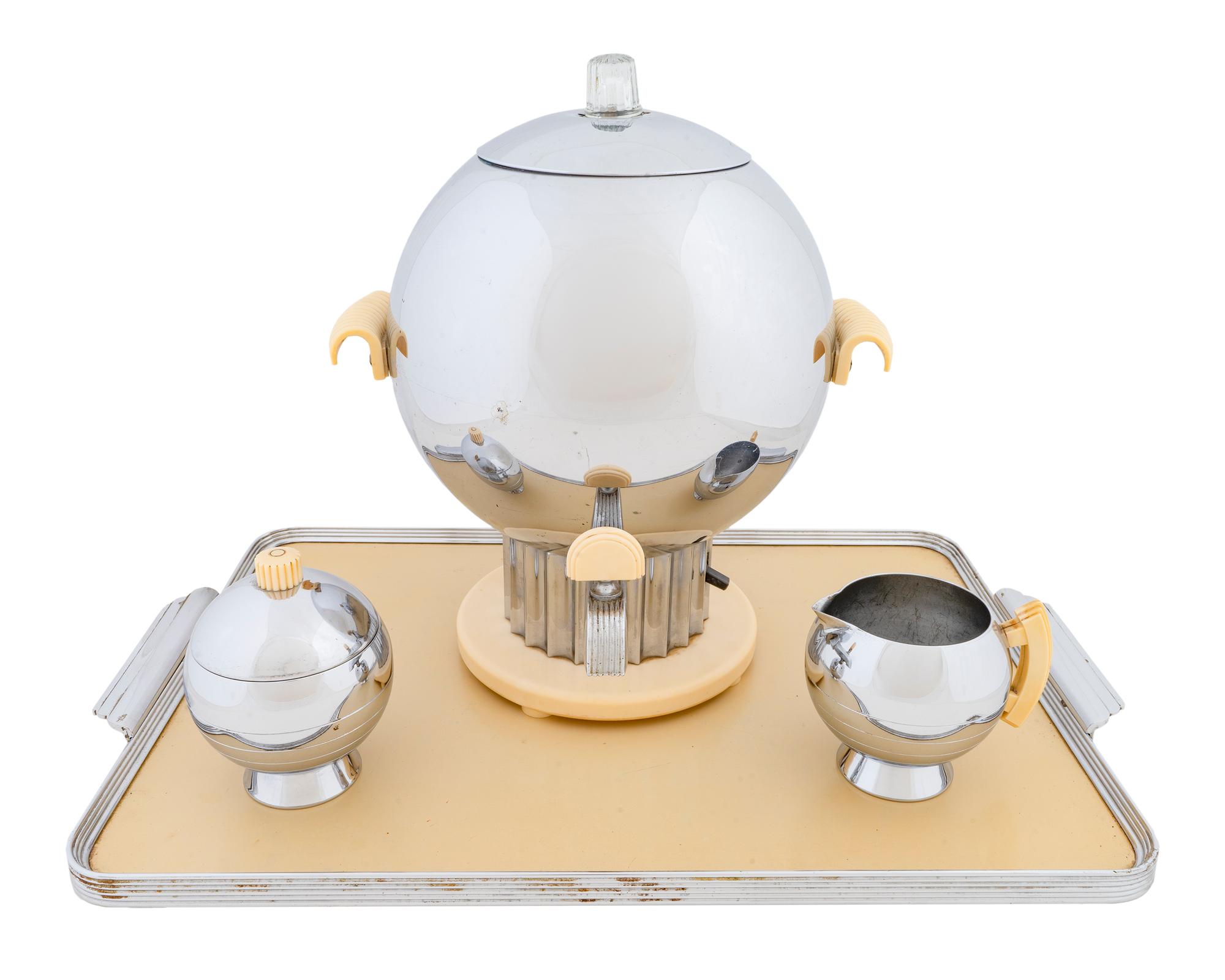 A Chase Modernist Chrome and Bakelite Coronet Coffee Urn Service — DESIGNED BY WALTER VON NESSEN, CIRCA 1940