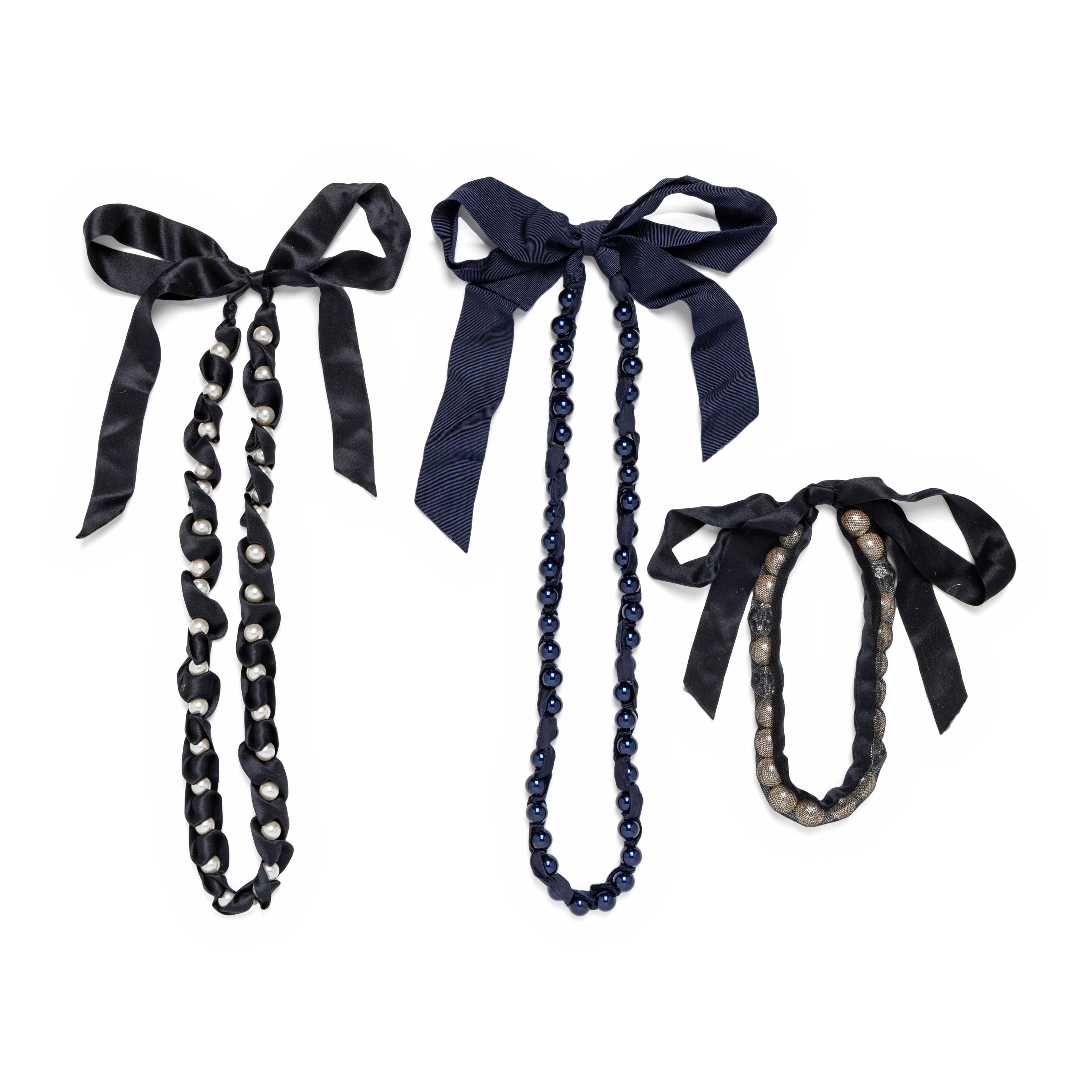 Lanvin, Three Costume Pearl & Ribbon Necklaces