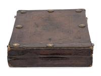 A German Leather-Cased Giltwood Traveling Altar