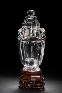 A Rock Crystal Hexagonal Vase and Cover