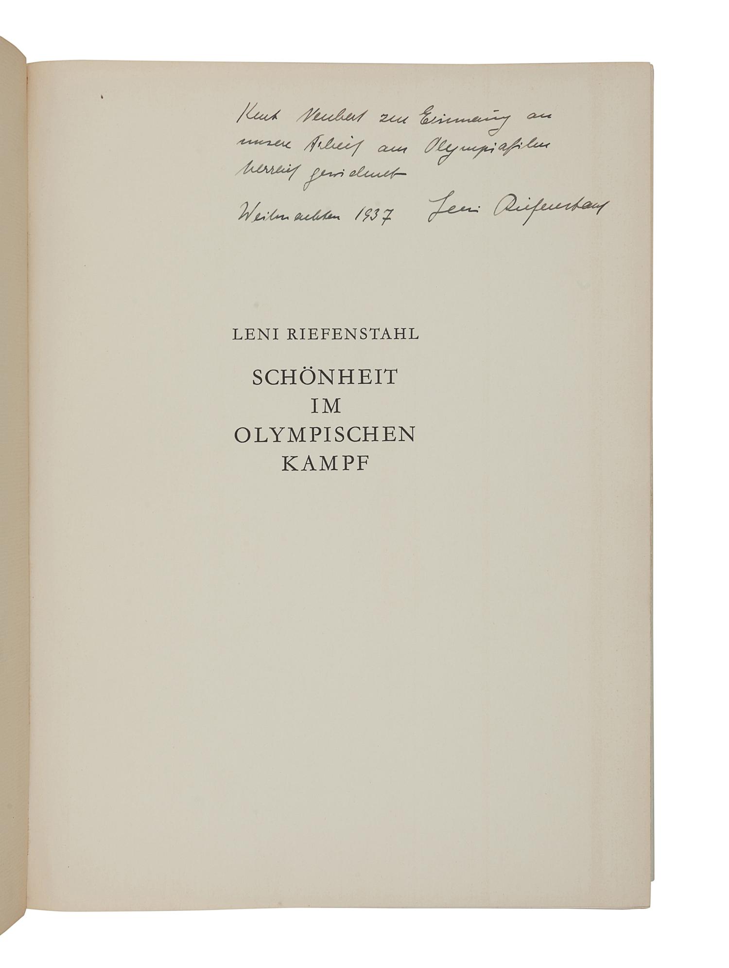 RIEFENSTAHL, Leni (1902-2003). Schönheit im Olympischen Kampf . [Beauty in the Olympic Games.] Berlin: Deutschen Verlag, 1937.