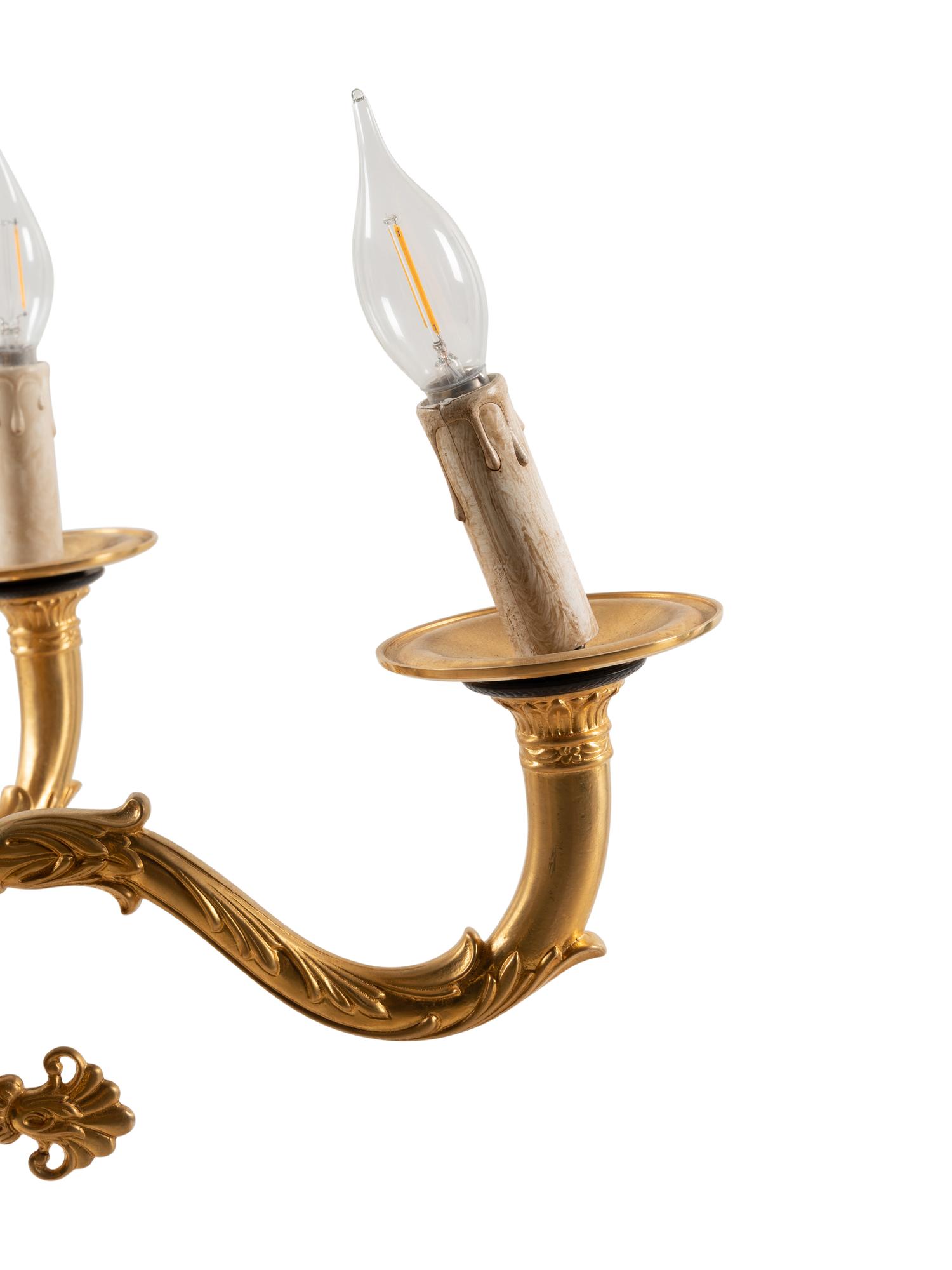 An Empire Style Gilt Bronze Six-Light Chandelier