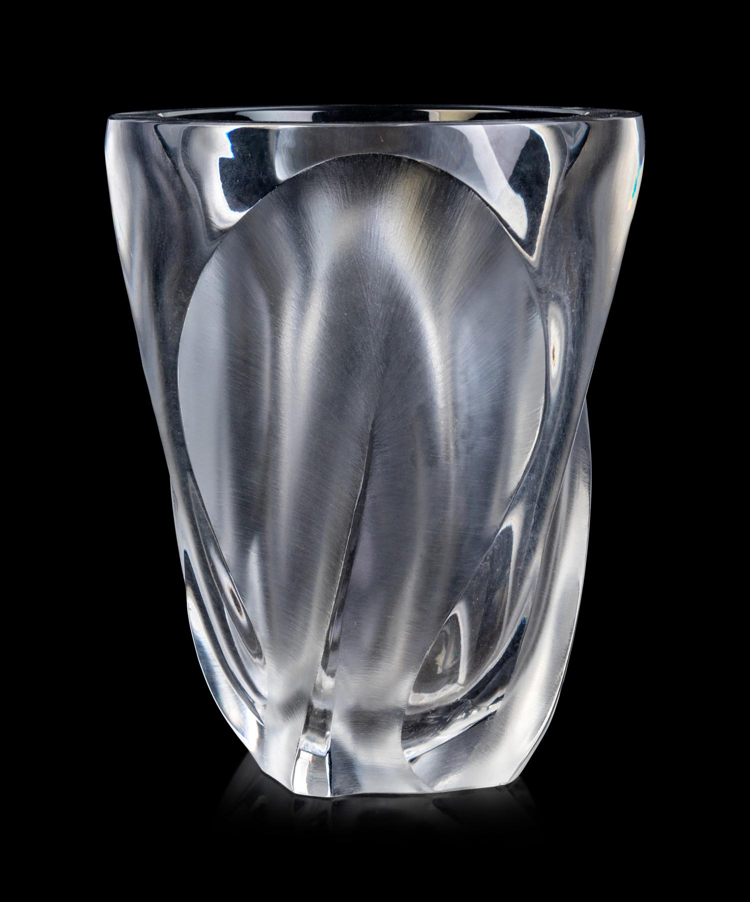 A Lalique Molded Glass Ingrid Vase