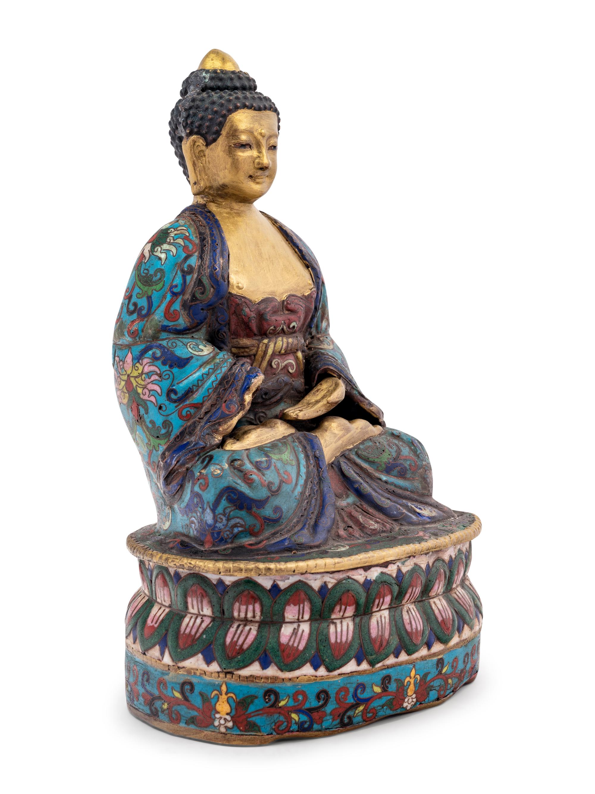 A Chinese Cloisonné Enamel Figure of Buddha Shakyamuni