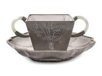 Two Chinese Pewter Encased Yixing Pottery Articles