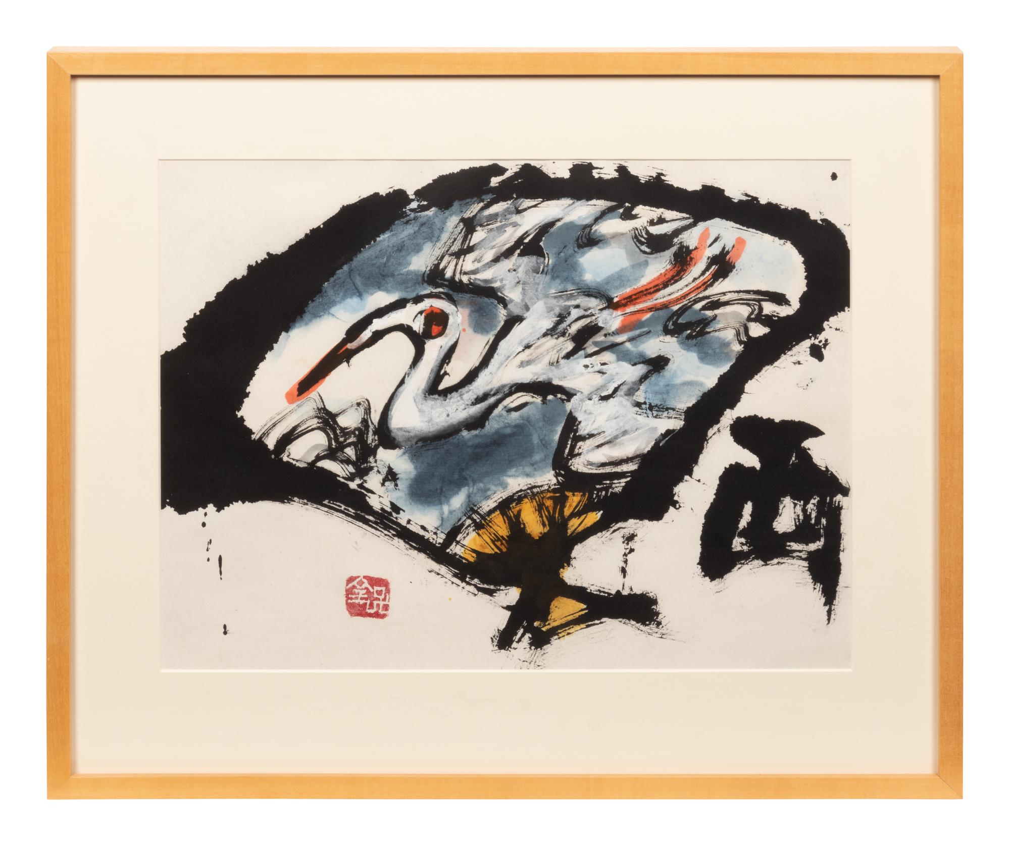 A group of six works on paper ( Han-nya; Crane; Infant; Buddha and Ogre; An Ogre; Ten-Jin )