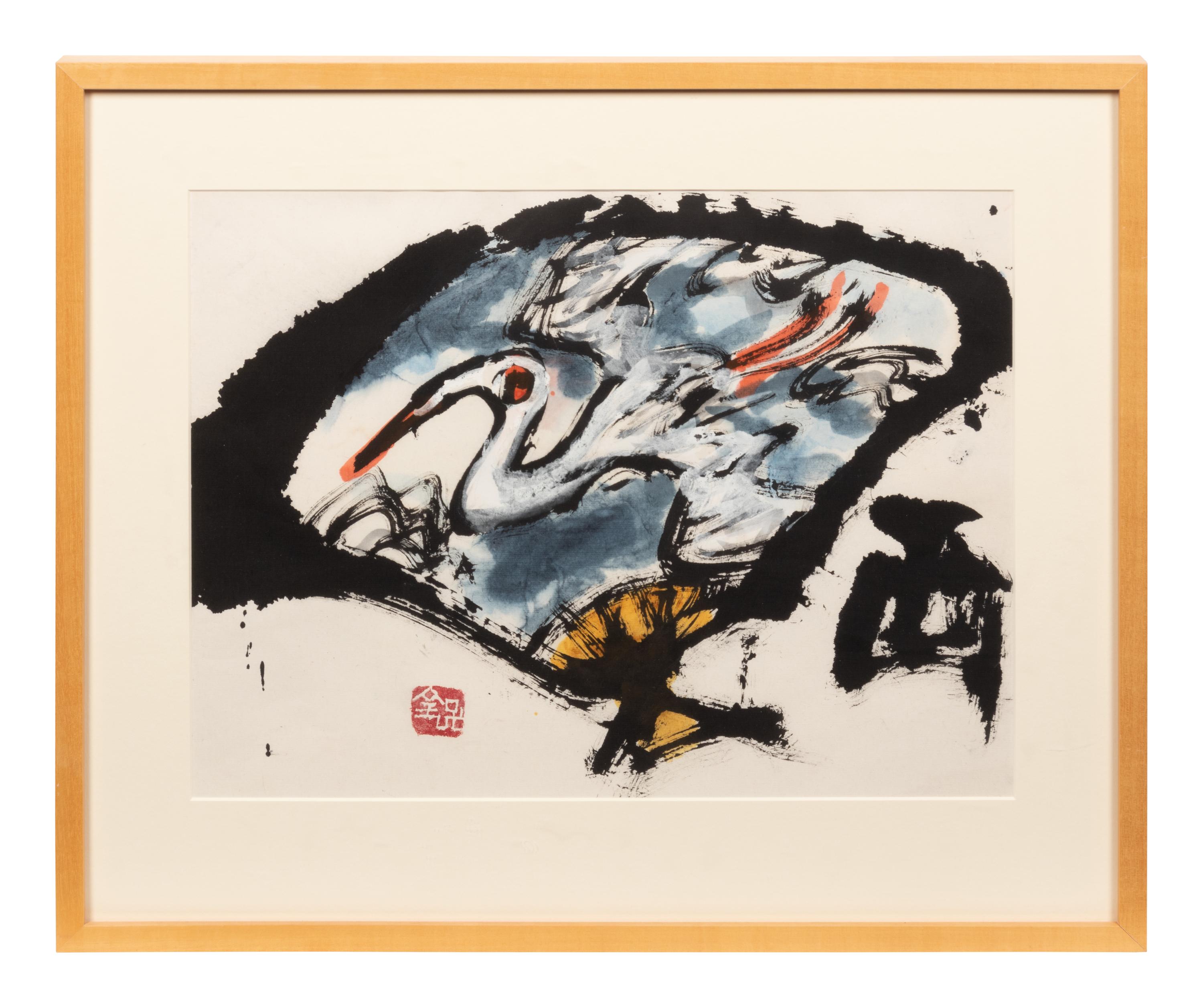 A group of six works on paper ( Han-nya; Crane; Infant; Buddha and Ogre; An Ogre; Ten-Jin )