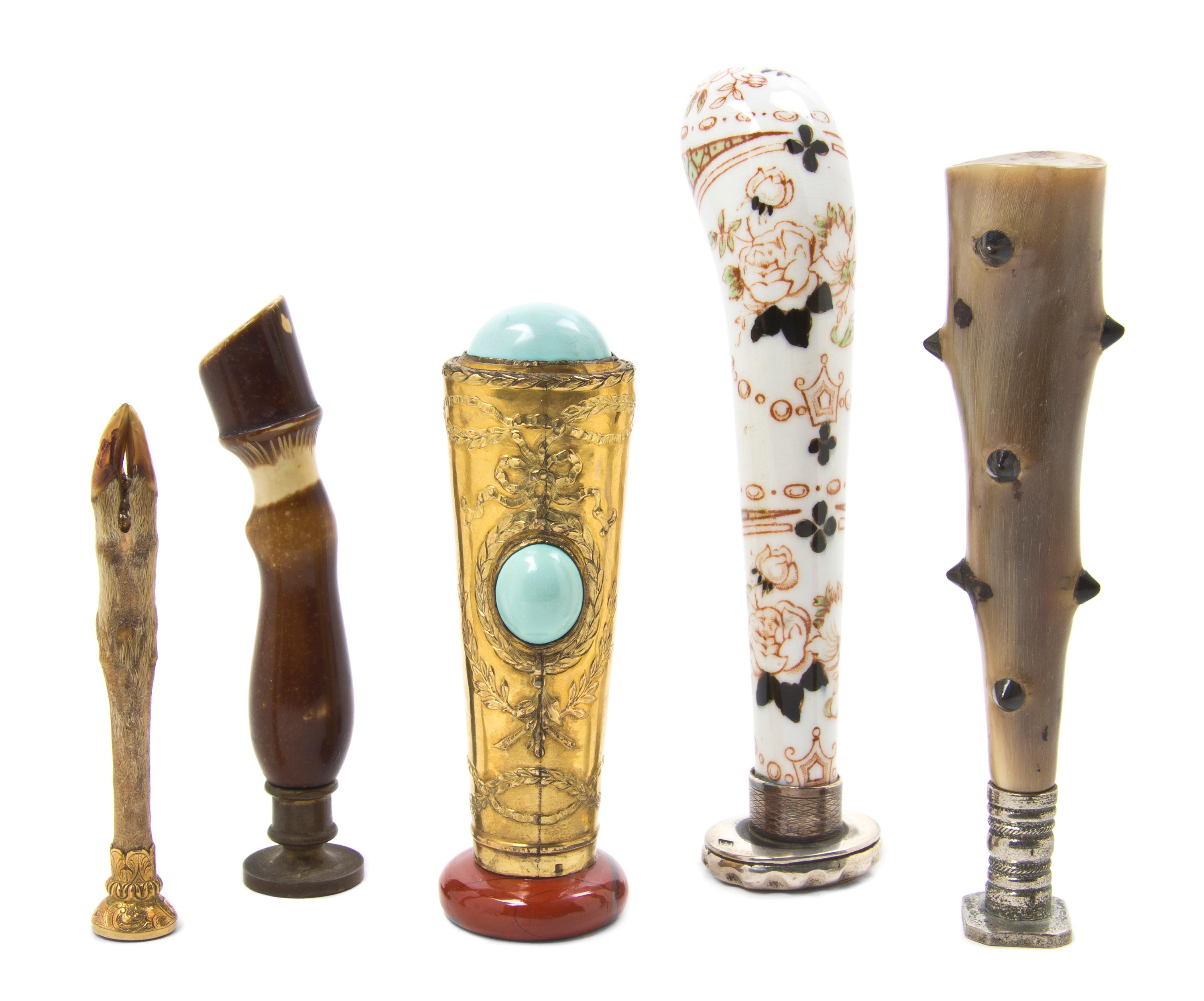 A Collection of Five Continental Seals, Height of tallest 4 3/4 inches.