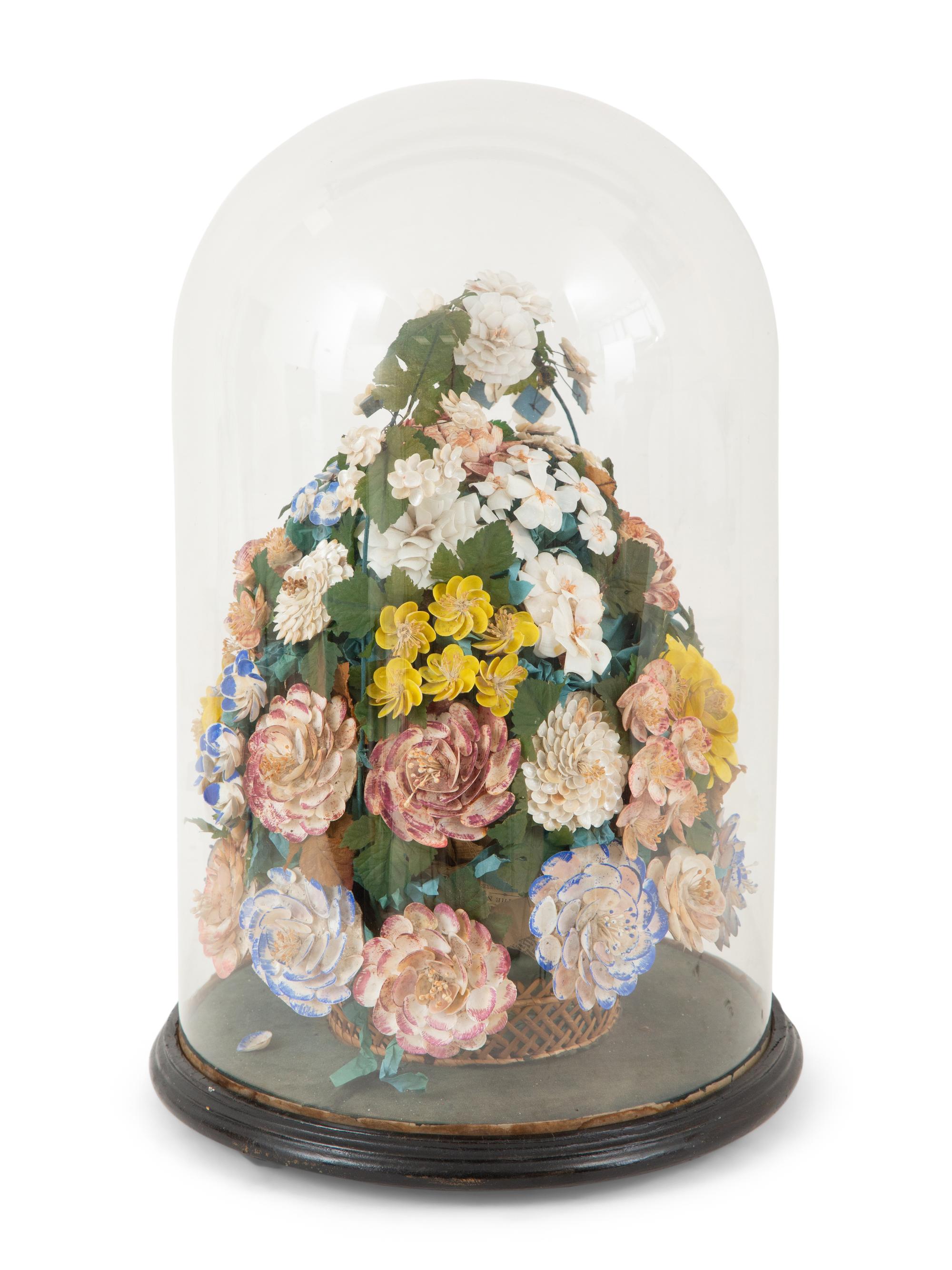 A Victorian Shell Floral Still Life Diorama
