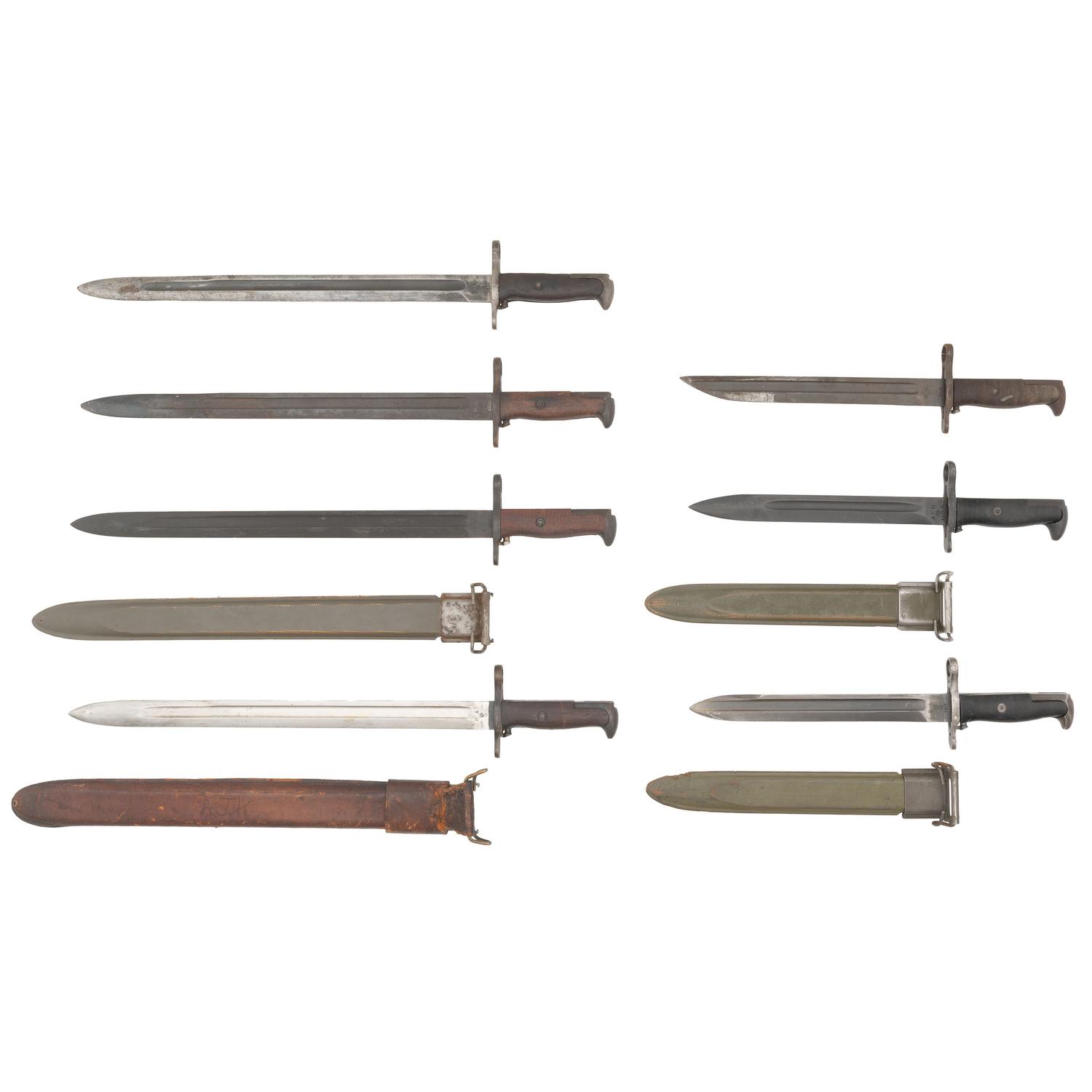 7 US World War I & II Bayonets: (4) M1905 and (2) M1905-EE1 and (1) M1
