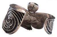 Tufa Cast Silver Cuff, with Turquoise, Jet, Shell, Coral, and Lapis Inlay Lot is located and will ship from Denver, Colorado.