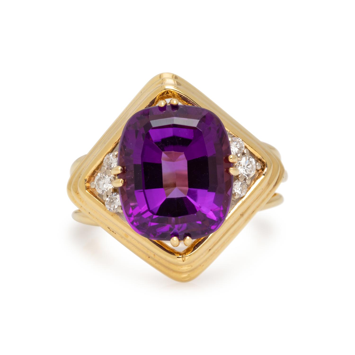 AMETHYST AND DIAMOND RING
