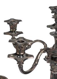 A Group of Three English Silver-Plate Candelabra