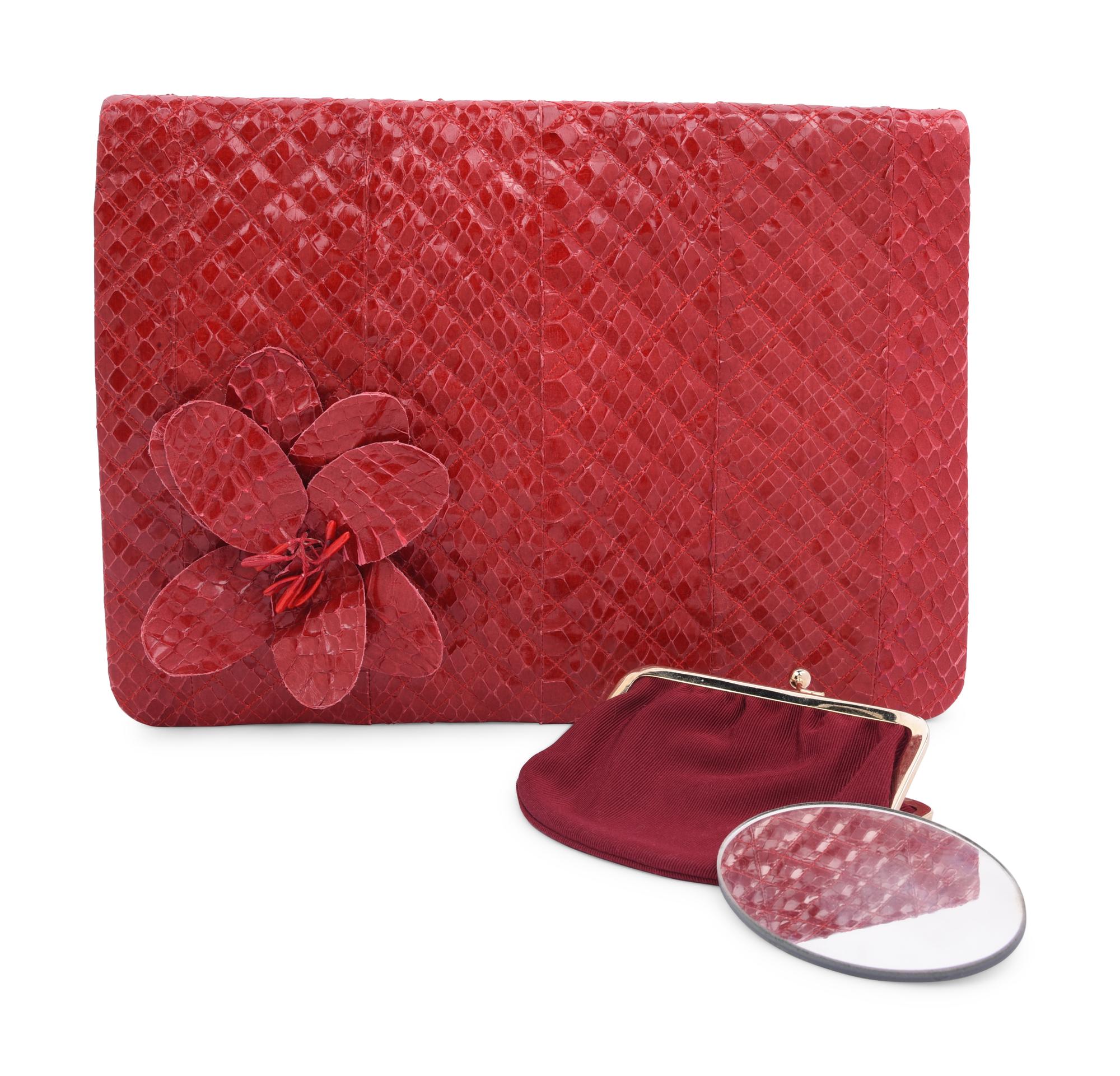 Judith Leiber Quilted Snakeskin Clutch