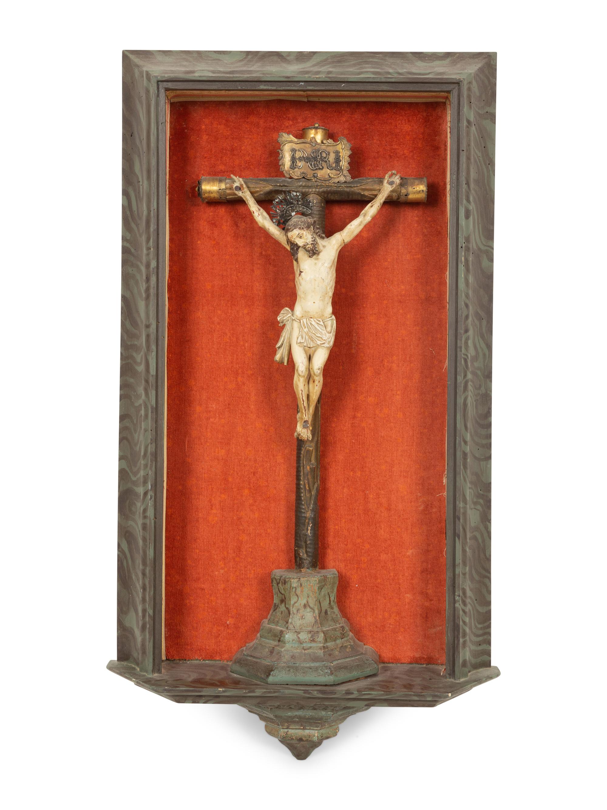 An Italian Carved and Painted Crucifix