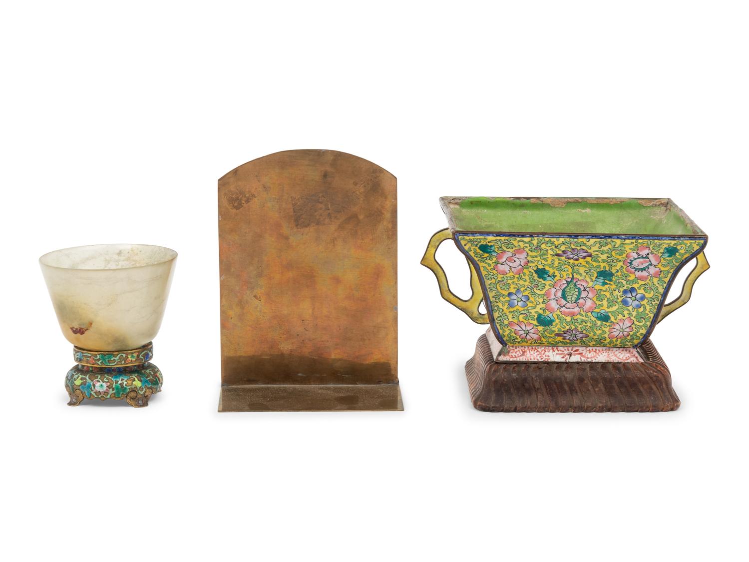 Three Chinese Enamel on Metal Articles