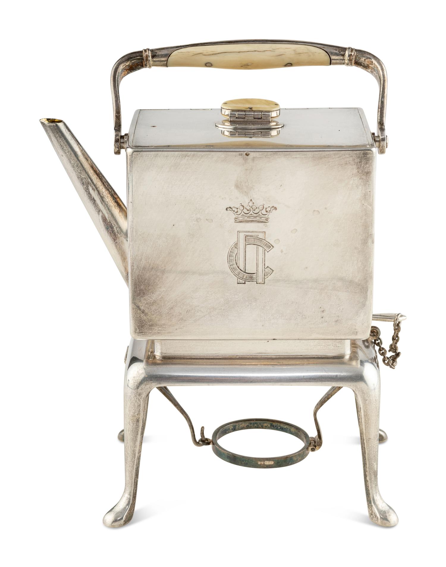 A Russian Silver Teapot on Stand