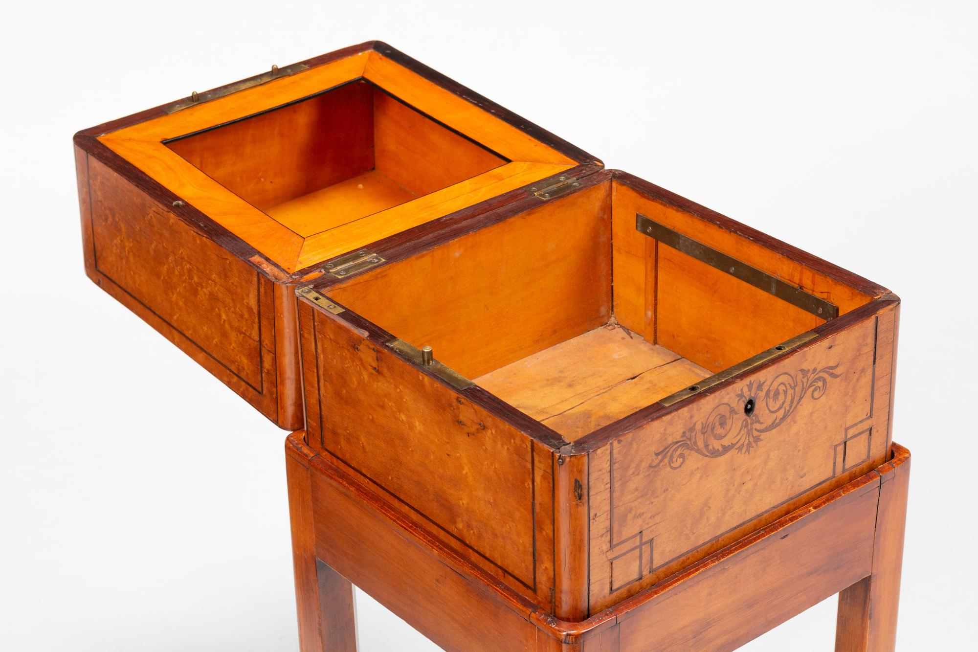 A French Marquetry Cave à Liqueur on a Later Stand