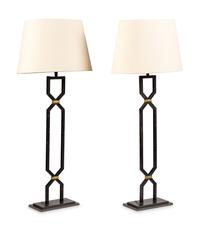 A Pair of Patinated Metal Table Lamps