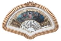 A Group of Three French Painted Paper Fans Width of first 19 inches. — 20TH CENTURY