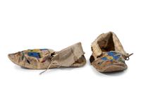 Santee Sioux Beaded Hide Moccasins, with Eagles