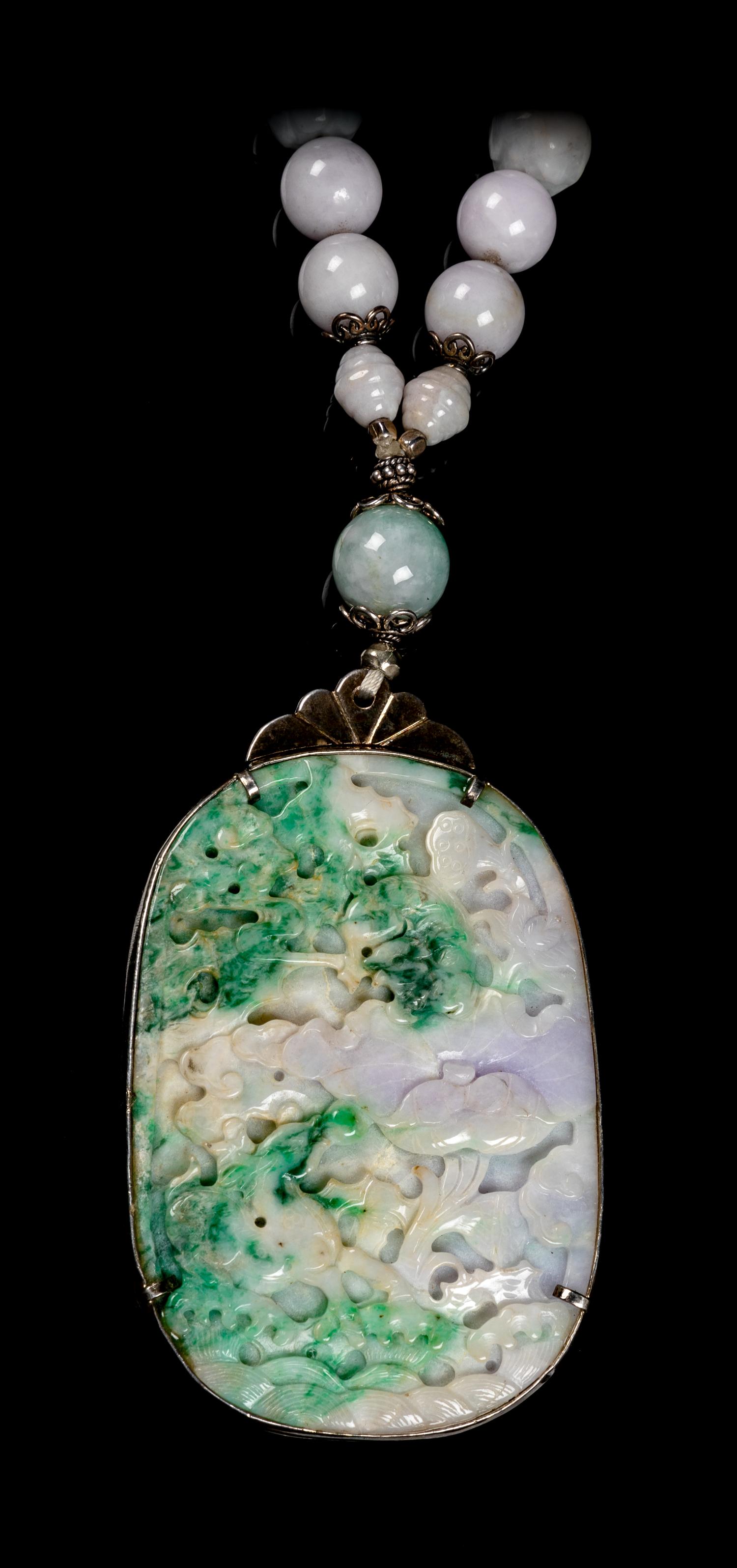 A Chinese Jadeite Beaded Necklace