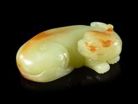 A Yellow Jade Figure of a Mythical Beast