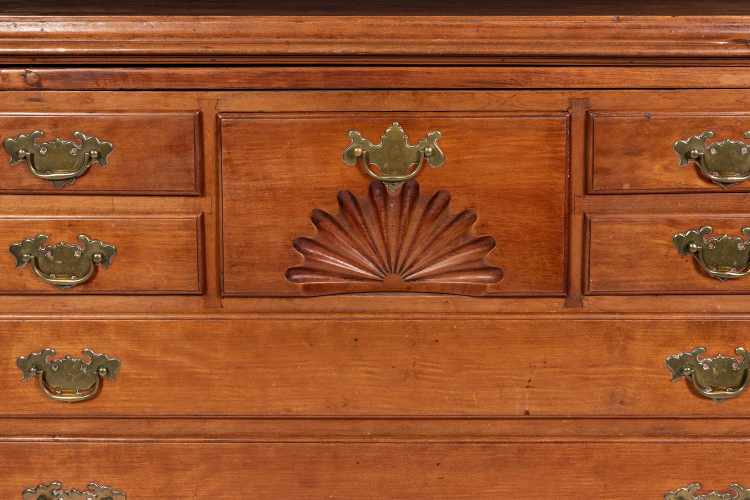 A Chippendale Fan-Carved Walnut Bachelor's Chest