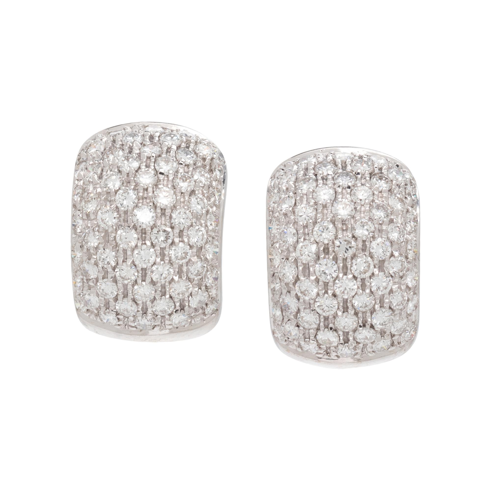 WHITE GOLD AND DIAMOND HALF HOOP EARCLIPS