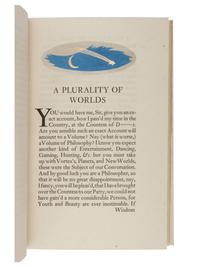 [NONESUCH PRESS]. FONTENELLE, Bernard le Bovier de (1657-1757). A Plurality of Worlds . London: The Nonesuch Press, 1929.