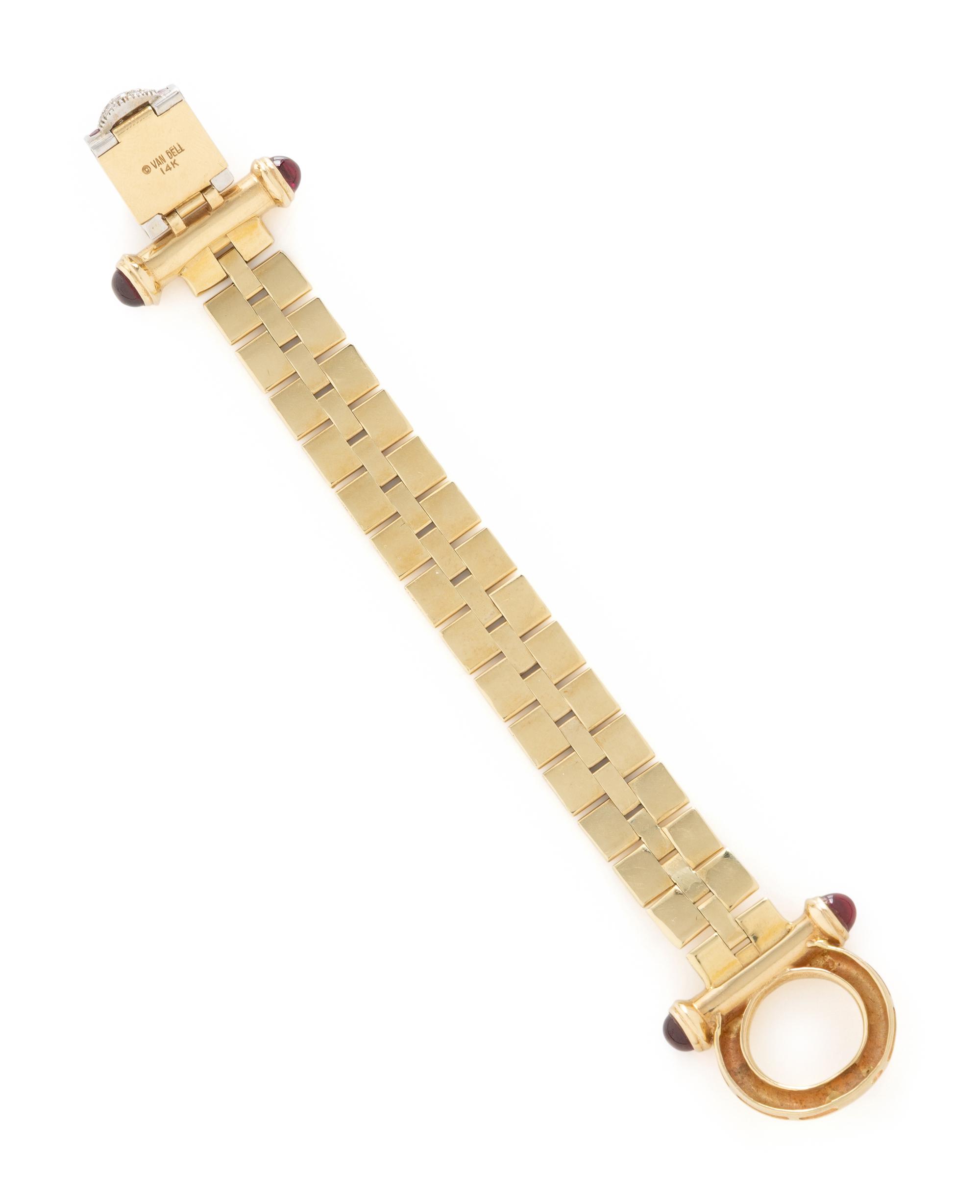 VAN DELL, YELLOW GOLD, DIAMOND, AND RUBY BRACELET