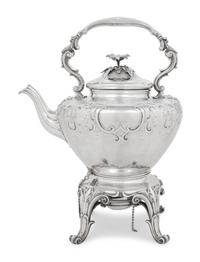 A Victorian Silver Hot Water Kettle on Stand