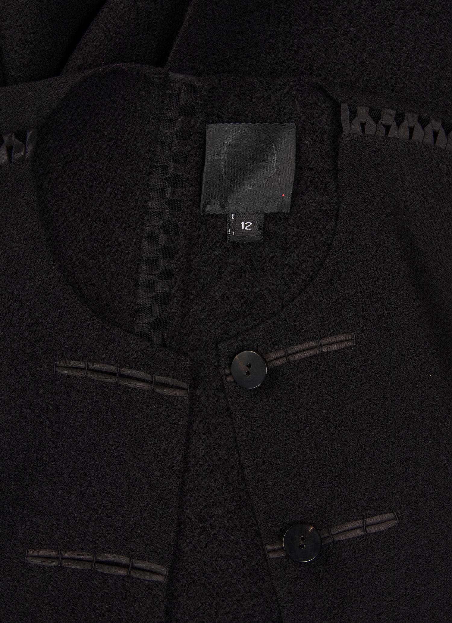 Ralph Rucci Wool Crepe Jacket with Satin Ribbon Seaming